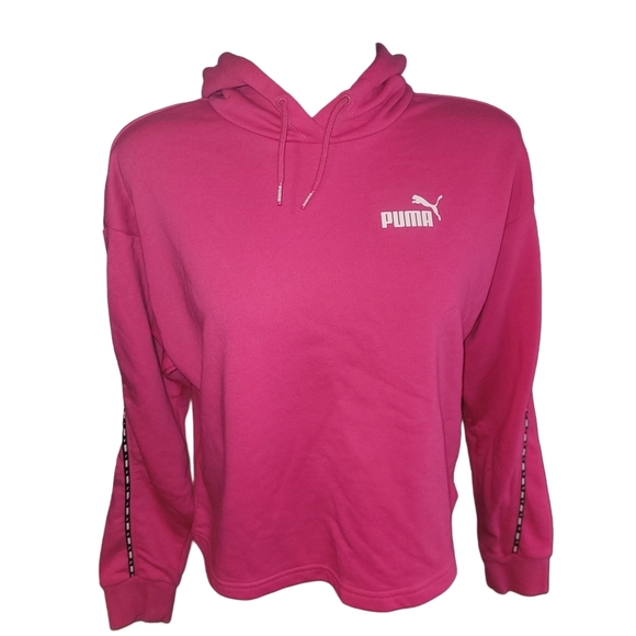 Puma Cropped Pullover Hoodie in Hot Pink S - Picture 1 of 7